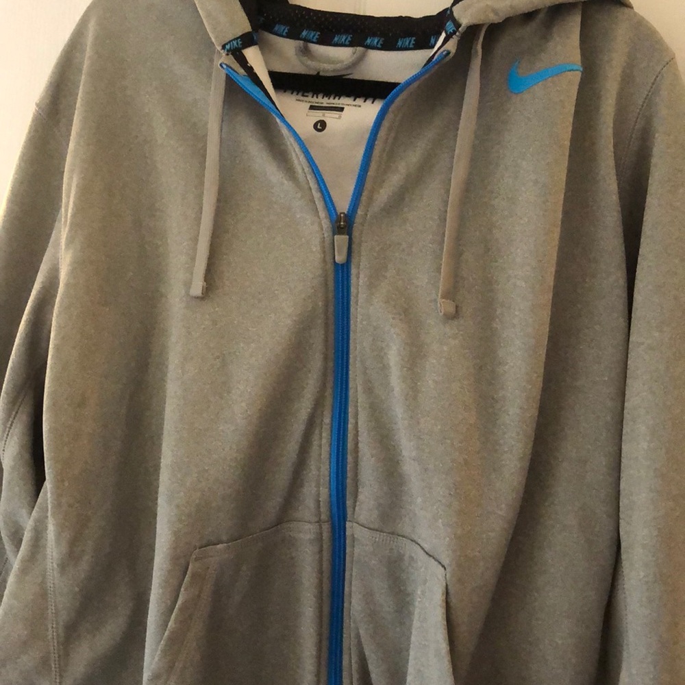 Nike therma-fit zip hoodie blue gray grey